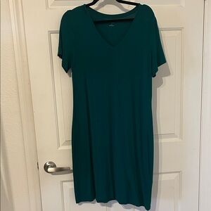 Teal V-Neck Women's Dress